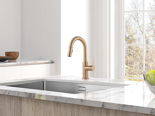 AguaStella AS32CPB Champagne Bronze Bar Faucet or Prep Kitchen Sink Faucet with Pull Down Sprayer and Single Handle