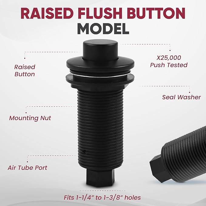 Westbrass ASB-RB3-12 Sink Top Waste Disposal Replacement Air Switch Trim Only, Raised Button, Oil Rubbed Bronze