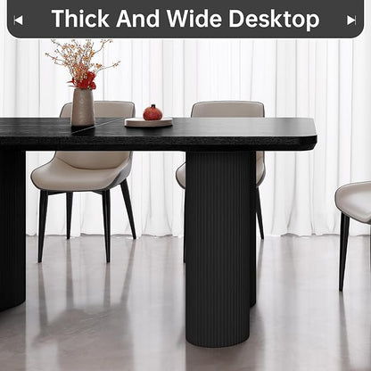 Miuuod 63" Black Dining Table for 4-6 People Large Rectangular Kitchen Table Modern Wood Dining Room Furniture Farmhouse Table for Living Room Home Office Workspace Easy Assembly
