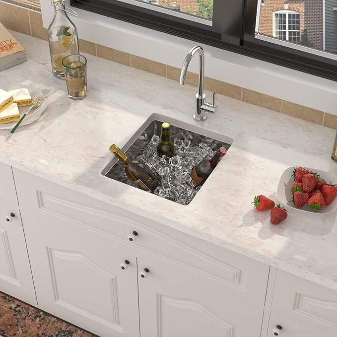 23 Inch Kitchen Sinks Undermount - 23 x 18 Inch Undermount Stainless Steel Bar Sink 16 Gauge Small Single Bowl Stainless Steel Outdoor Wet Bar & Prep Sink Basin 23 x 18 x 9 Inch