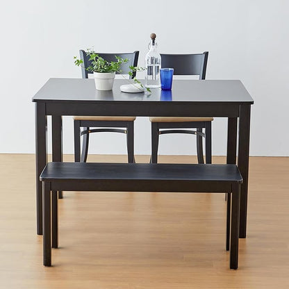 Livinia Cabin 45.3" Wooden Dining Table/Small Rectangular Modern Farmhouse Solid Wood Kitchen Table Desk (Black)
