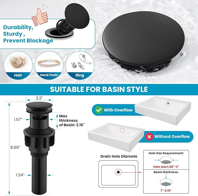 gotonovo Bathroom Faucet 3 Hole 8 Inch Widespread Bathroom Sink Faucet 2 Cross Handles Vintage Lavatory Vanity Mixer Tap with Pop Up Drain, Round Font Label, Matte Black