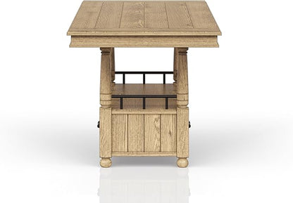 Caramel Finish Counter Table Space Saving Kitchen Island with Foldable Top for Versatile Use in Small Kitchens