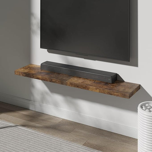 Floating Shelf, Set of 1 Wall Shelf, 24 in W x 12.75 in D x 2 in H Wooden Floating Wall Shelf with Invisible Brackets for Living Room/Bedroom/Bathroom/Kitchen Storage and Decor, Rustic Brown