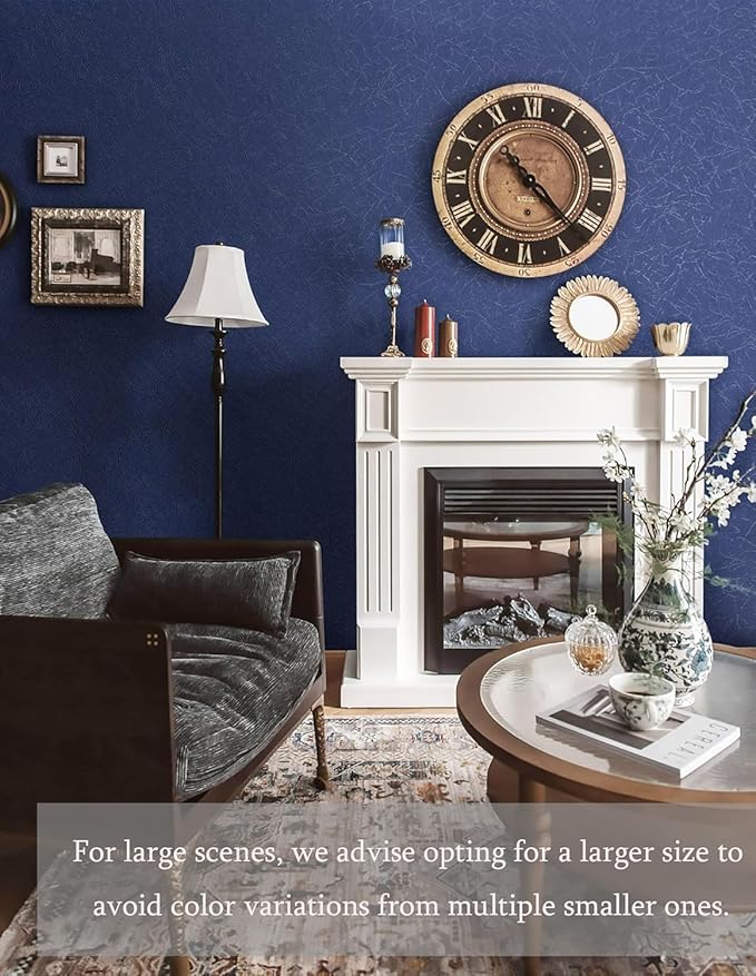 Safiyya 17.3 inch X 590 inch Wallpaper Blue Silk Textured Wallpaper Peel and Stick Modern Solid Color Wall Paper Removable Contact Paper for Walls Vinyl Rolls