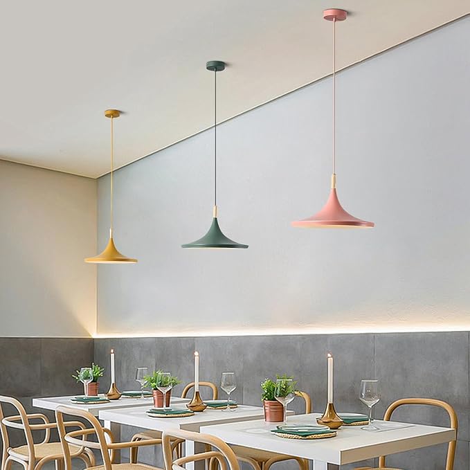 KCO Lighting Nordic Modern Macaron Pendant Light 3-Pack Farmhouse Barn Pendant Light Colorful Pendant Lighting Kitchen Island Lights Ceiling Hanging Over Island (Big)