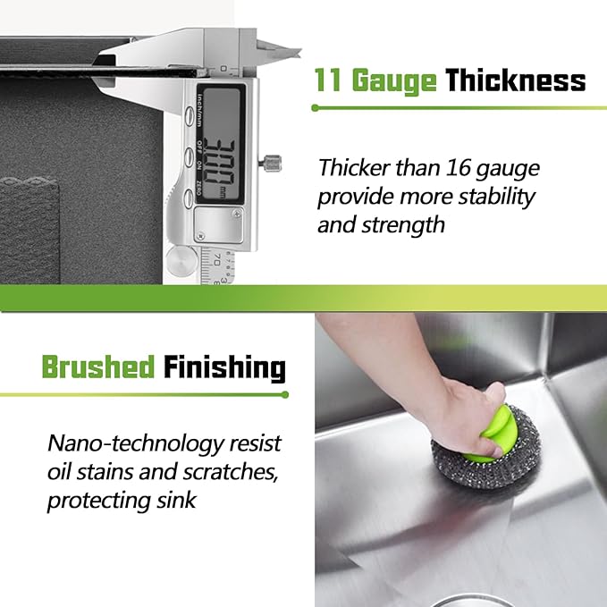 Kitchen Sink, 33x19 Inch Stainless Steel Drop In Modern Large Single Bowl Topmount Kitchen Sink Gift Combo-SS Grid,Silicon Mat, Drain Strainer Set Compatibility With Various Kitchen&Bar Style