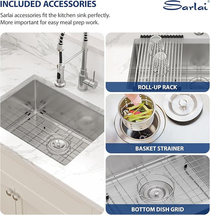 Sarlai 23 Bar Sink Stainless Steel - 23" x 18" Undermount Kitchen Sink Single Bowl 16 Gauge Stainless Steel RV Camper Wet Bar Prep Sink Basin