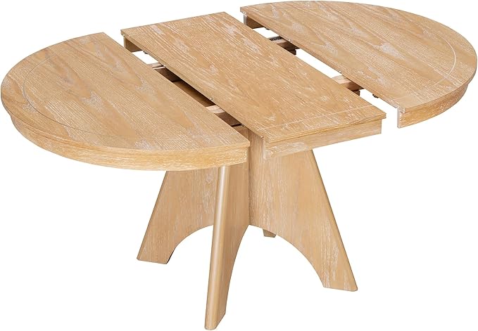 Merax Vintage Extendable Dining Table for 4-6 People, 42 to 58 Inch Rustic Farmhouse Kitchen Table with Drop Leaf, Distressed Finish & Sturdy Crossed Legs, Natural Wood Wash