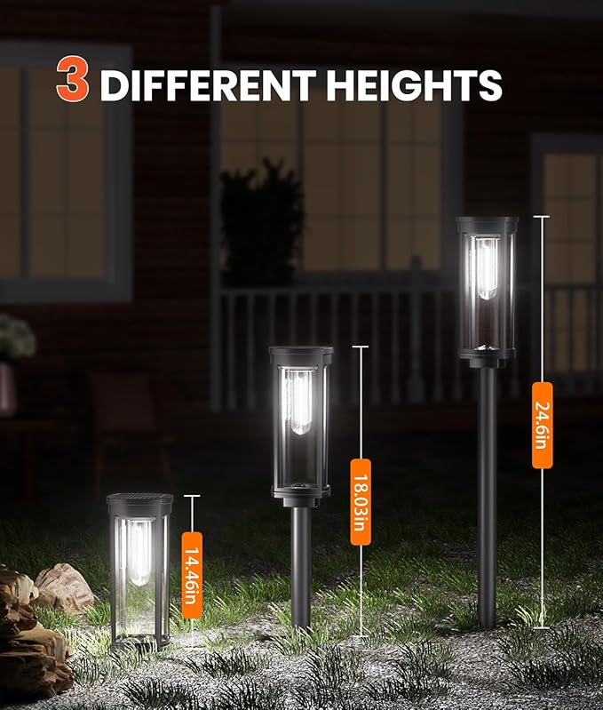NEWMESSI 12 Pack Solar Pathway Lights Outdoor,Super Brightness IP65 Waterproof Auto On/Off Solar Path Lights, Garden Solar Powered Landscape Lighting for Outside Yard Garden Driveway Walkway Decor