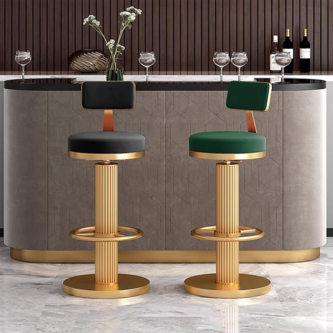 s, Adjustable Counter Height Chairs, Upholstered Chairs for Kitchen Island, Cafe, Pink,Green-Sitting Height 6580cm