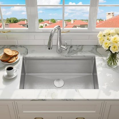 MILOSEN 33 Inch Undermount Kitchen Sink, 33" x 19" Stainless Steel Sinks, Single Bowl Workstation Sink with Custom Accessories, Handmade Under Counter Design, 9'' Depth Large and Deep Kitchen Sinks