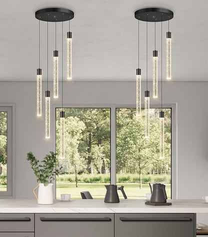 Modern Crystal Chandelier for Dining Room LED Dimmable Pendant Lights Kitchen Island Lighting Ceiling Hanging
