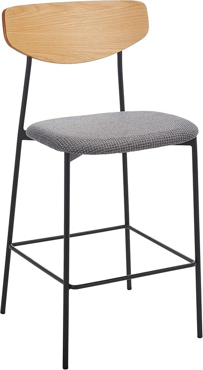 SAFAVIEH Home Collection Ryker Oak/Grey 26-inch Kitchen Island Breakfast Nook Counter Stool (Fully Assembled)