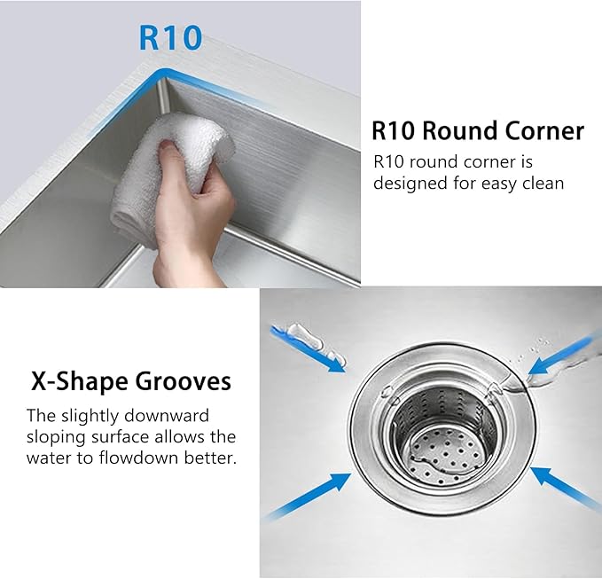 Friho 15 x 17 inch Bar Sink, 15 inch Drop in Wet Bar Sink 16 Gauge Stainless Steel 9 Inch Deep Top Mount Single Bowl Outdoor Rv Sink With Drain