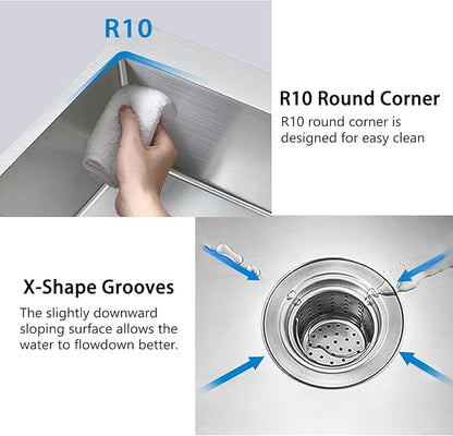 Friho 15 x 17 inch Bar Sink, 15 inch Drop in Wet Bar Sink 16 Gauge Stainless Steel 9 Inch Deep Top Mount Single Bowl Outdoor Rv Sink With Drain