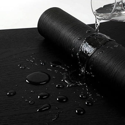 Matte Black Wood Grain Contact Paper 17.3" x 118" Thick Vinyl Removable Peel and Stick Self Adhesive Wallpaper for Kitchen Countertops Cabinets Furniture
