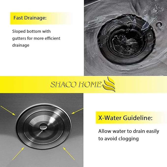 SHACO 25x18 Inch Black Drop In Kitchen Sink, 25 Inch Gunmetal Black Bar RV Laundry Utility Outdoor Stainless Steel 16 Gauge Single Bowl Deep Small Kitchen Sink