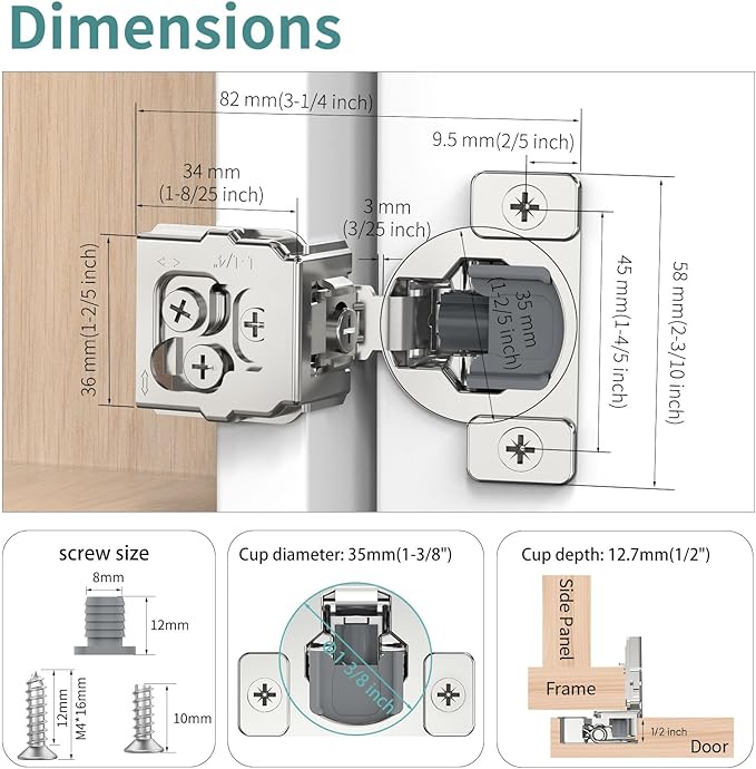 60 Pack 1 1/4" Overlay 3D Soft Close Hinges for Face Frame Kitchen Cabinet, 3 Way Adjust, Self Closing Concealed Cabinet Hinges-105 Degree