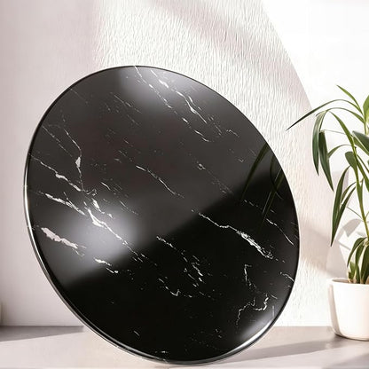 Round Table Top Multiple Sizes - Tempered Glass with Marble Design, Shatter-Resistant & Heatproof Surface Protector, Multipurpose for Dining/Coffee/Patio/End Table DIY Replacement (Black, 36 inch)