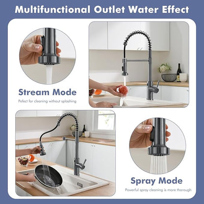 GIMILI Black Stainless Touchless Kitchen Faucet Motion Sensor Kitchen Faucets with Pull Down Sprayer Single Handle Kitchen Sink Faucet