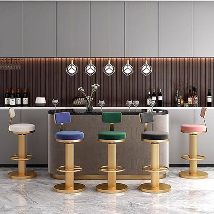 s, Adjustable Counter Height Chairs, Upholstered Chairs for Kitchen Island, Cafe, Pink,Green-Sitting Height 6580cm