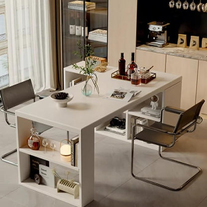 Island Table Modular Extendable Desk & Kitchen Island with Open Cubby Storage(Small)