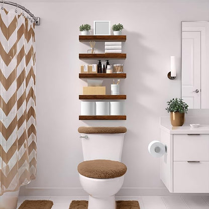 Sorbus Floating Shelves for Wall – 16 Inch Floating Shelf for Kitchen, Bedroom, Living Room, Bathroom, Home & Wall Decor - Mounted Bathroom Shelves with Invisible Brackets (Walnut, 5 Pack)