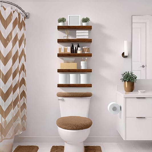 Sorbus Floating Shelves for Wall – 16 Inch Floating Shelf for Kitchen, Bedroom, Living Room, Bathroom, Home & Wall Decor - Mounted Bathroom Shelves with Invisible Brackets (Walnut, 4 Pack)