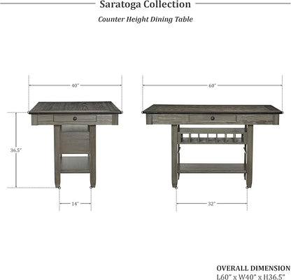 Lexicon Saratoga 5-Piece Counter Height Dining Set, Coffee/Antique Gray