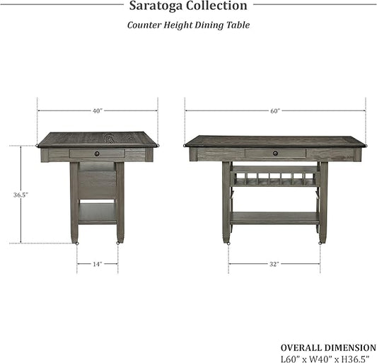 Lexicon Saratoga 5-Piece Counter Height Dining Set, Coffee/Antique Gray
