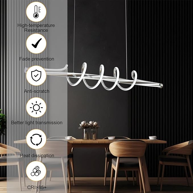 Elegant Led Chandelier,Dimmable Modern Chandelier Led Pendant Light,Gold Dining Room Chandelier Light Fixture for Kitchen Island Lighting with Remote