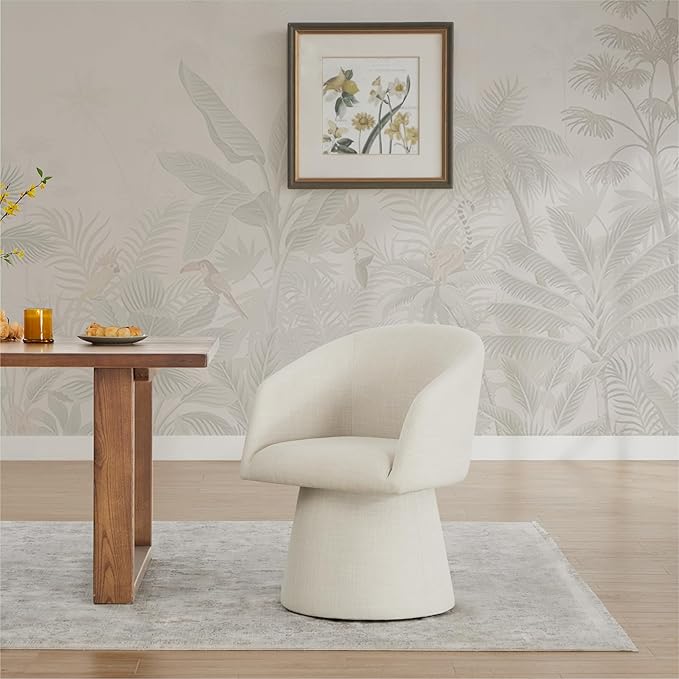 KISLOT Swivel Dining Chairs Modern Accent Armchair Side Deskchair for Diningroom Vanity Bedroom Livingroom Reading Room,Linen,1 Box