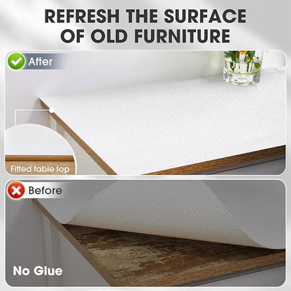 Drawer and Shelf Liner, Non-Slip Kitchen Cabinet Liners Non-Adhesive Thick Strong Grip Waterproof Washable Mats Protect Dresser Shelves Cupboard Bathroom Cabinets, White, 24 in X 10 FT