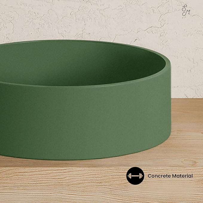 Swiss Madison Lisse 14.5" Concrete Round Vessel Sink in Matte Royal Green
