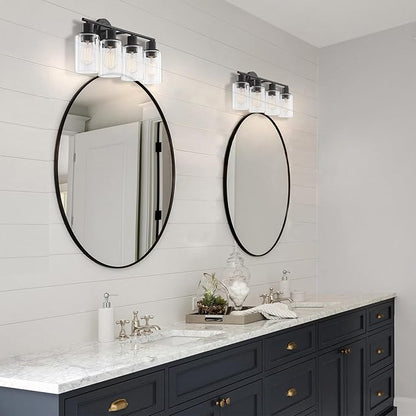 4-Light Bathroom Light Fixture Over Mirror Black 4-Light Vanity Light Fixture for Bathroom Vanity Black Wall Sconce Over Sink