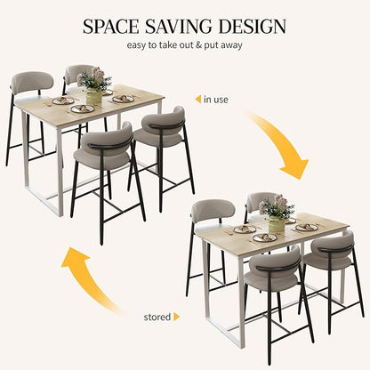 Bar Stools Set of 6 Counter Height Barstool Metal Kitchen Counter Height Bar Stool Island Chairs 26 Inch, Black/Light Grey