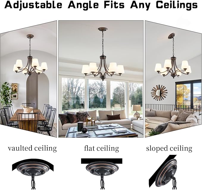 6-Light Farmhouse Chandeliers Black and Gold Dinner Room Light with Frosted Glass 47.2" Adjustable Pendant Ceilling Lighting Rustic Vintage Hanging Lamp for Kitchen Island Dining Table Living Room