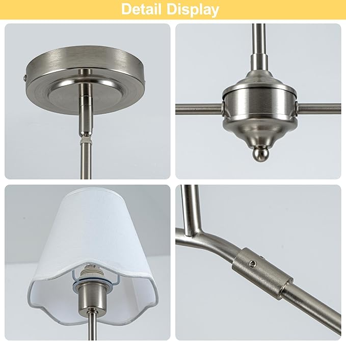 MAYNA 47" Contemporary Brushed Nickel Kitchen Island Chandelier, 4-Light Kitchen Table Light Fixture Over Island, Adjustable Hanging Linear Light Fixture for Dining Room, E12 Base
