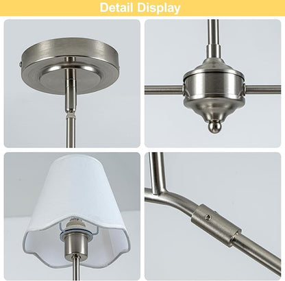 MAYNA 47" Contemporary Brushed Nickel Kitchen Island Chandelier, 4-Light Kitchen Table Light Fixture Over Island, Adjustable Hanging Linear Light Fixture for Dining Room, E12 Base