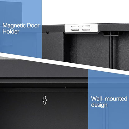 IRONFFICE Metal Garage Wall Cabinets,13" H Garage Storage Cabinet Wall Mounted,Floating Storage Organization with Doors,Locking Hanging Cabinet for RV,Home Office,Warehouse,Black