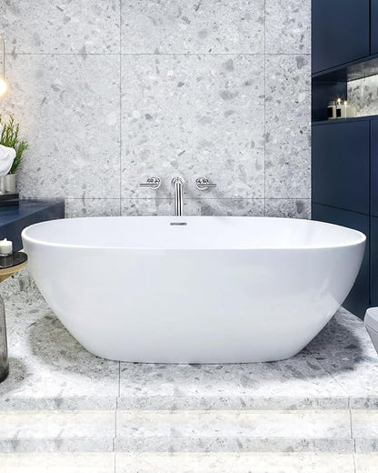 Wall Mount Tub Filler: WOWOW Chrome Bathtub Faucet Long Spout Reach, Bath Tub Filler Faucet 2 Handle Wall Mounted Bathtub Faucets with Brass Rough in Valve Included Wall Mounted Tub Faucet
