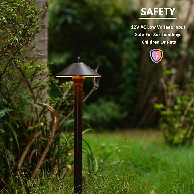 Pathway Lights 6PK Low Voltage Outdoor Landscape Lighting 10W 25 Lumen 2700K 12V AC Path Lights Warm White Light with G4 Bulb Connector Spike Stake for Garden Yard Driveway