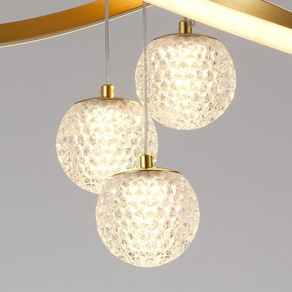 ORANOOR LED Modern 3 Ring Chandeliers for Dining Room, 24in Dimmable Kitchen Pendant Lamp, Gold Dining Room Light Fixtures Ceiling Hanging Over Table, Globe Round Chandeliers for Living Room Bedroom