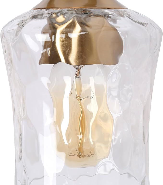 KSANA 28" Large Bathroom Vanity Lights, 4 Light Mid-Century Modern Vanity Light with Textured Glass Shade Black and Electroplated Brass Bathroom Light Fixtures for Hallway, Entryway