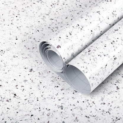 Decoroom Granite Contact Paper for Countertops 17.7 in X 394 in Waterproof Self Adhesive White Marble Wallpaper Peel and Stick Countertops for Cabinets Kitchen Bathroom Vinyl Film