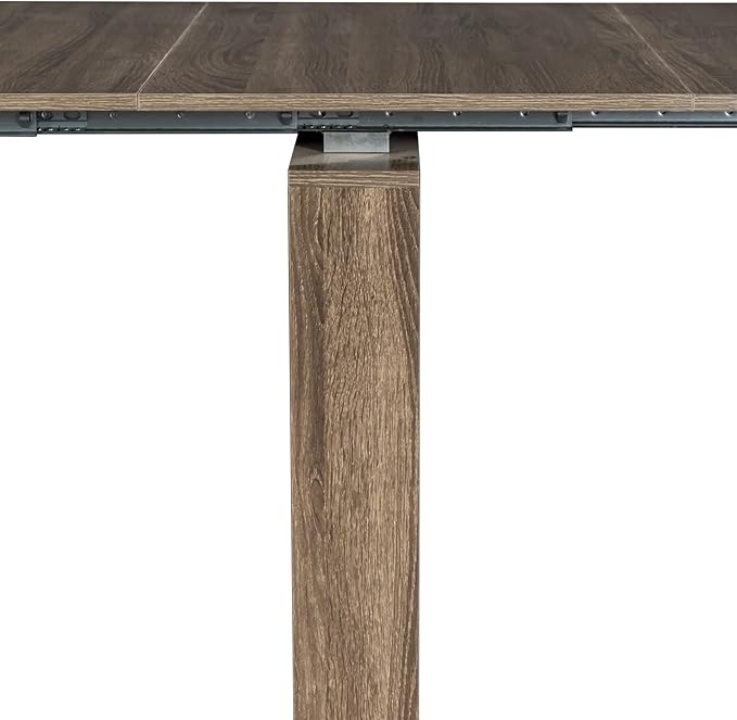 Pvillez Modern Expandable Dining Table - 118.5" Rectangle with Oak Pedestal & Leaf Extension for 8-12 Persons