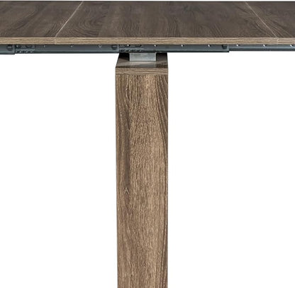 118" Extendable Island Table, Rustic Dining Table with Easy Clean, Mid Century Dining Table for Kitchen Dining Living Room, Brown