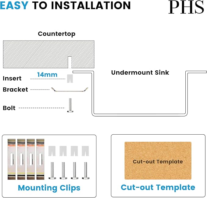 PHS 33-Inch Undermount -50/50 Double Bowl 16 Gauge Stainless Steel Kitchen Sink with Accessories, 9 Inch Deep Sinks with Brushed Finish
