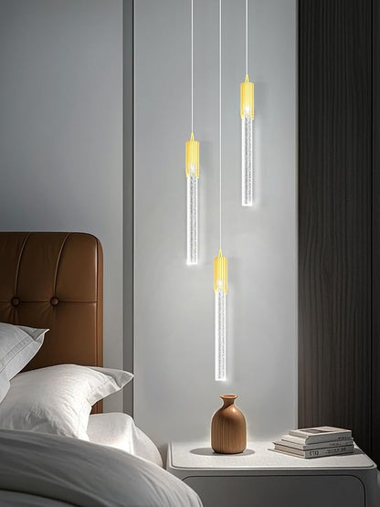 Flashing God Mini Gold Crystal Chandelier Integrated LED Pendant Light for Kitchen Island 3 Light Chandeliers Pendant Lighting with Remote Control